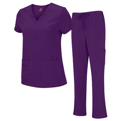 WOMEN’S COOL STRETCH V-NECK TOP AND CARGO PANT SET (STYLE# 8400-9400)