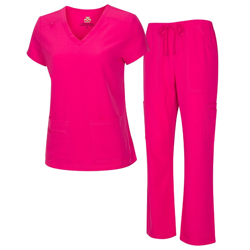 WOMEN’S COOL STRETCH V-NECK TOP AND CARGO PANT SET (STYLE# 8400-9400)