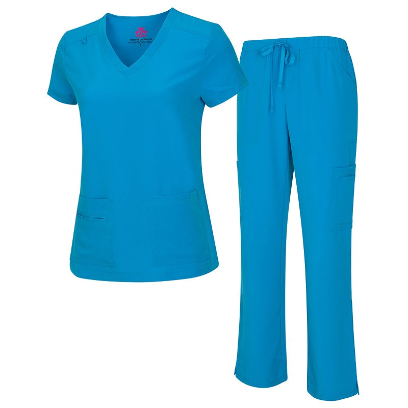 WOMEN’S COOL STRETCH V-NECK TOP AND CARGO PANT SET (STYLE# 8400-9400)