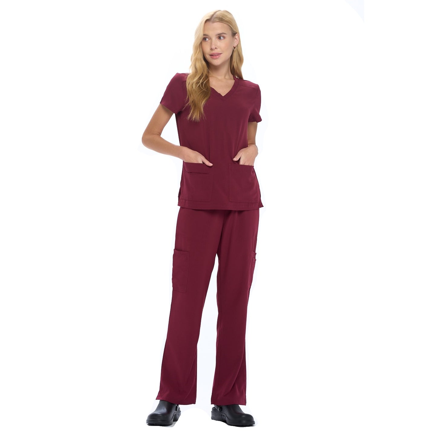 WOMEN’S COOL STRETCH V-NECK TOP AND CARGO PANT SET (STYLE# 8400-9400)